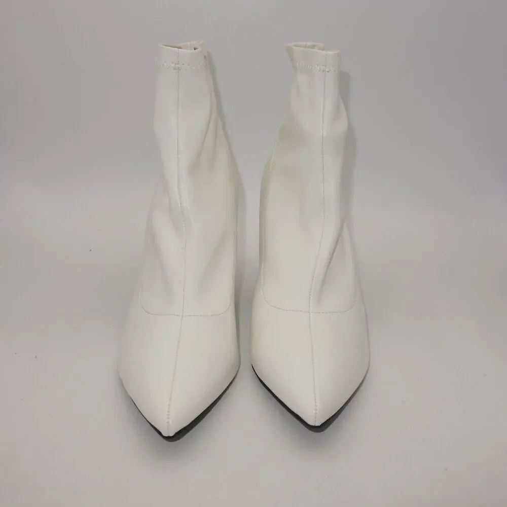 NEW INC International Concepts Women' s 11 White Bray Pointed Toe Ankle Booties